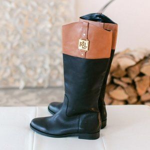Ralph Lauren Jaden Black and Tan Riding Boot